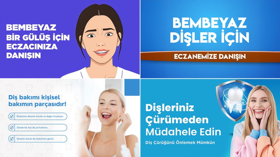 Güneş koruma kategorisinden dört hazır içerik tasarımı