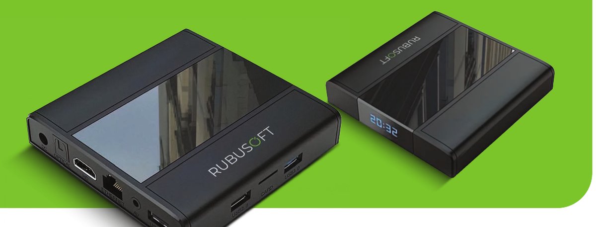 Rububox içerik oynatıcı cihazın iki açıdan görünümü